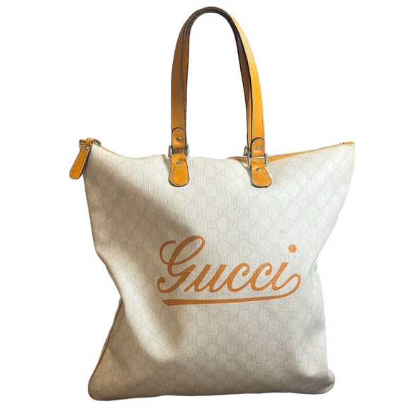 Gucci Cream and Orange Tote Bag - Picture 3 of 11